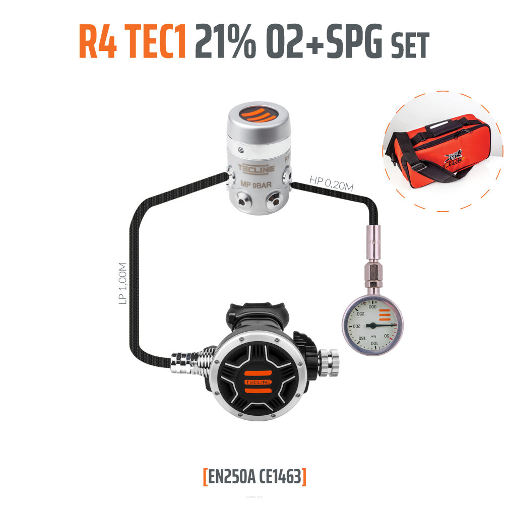 Automat R4 TEC1 21% O2 G5/8 z manometrem, zestaw stage - EN250A