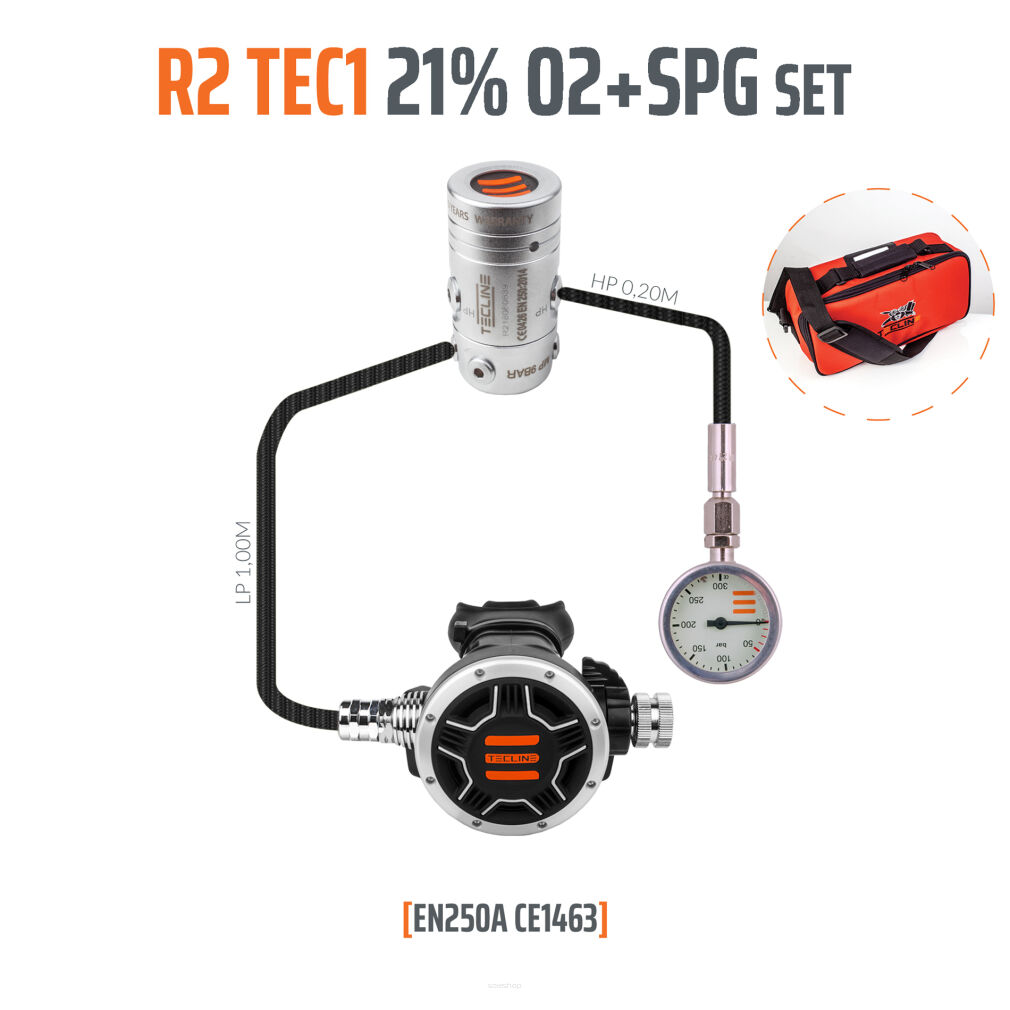 Automat R2 TEC1 21% O2 G5/8 z manometrem, zestaw stage - EN250A