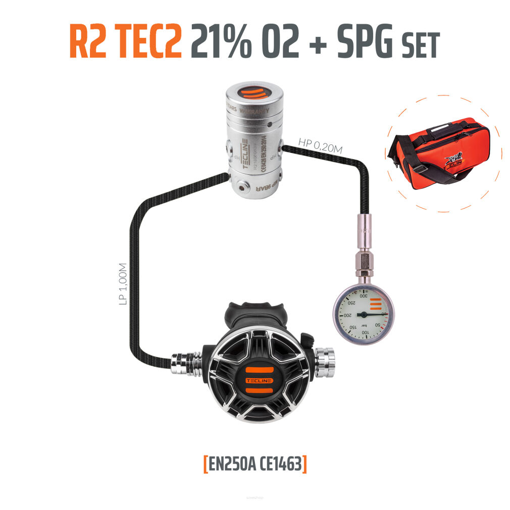 Automat R2 TEC2 21% O2 G5/8 z manometrem, zestaw stage - EN250A